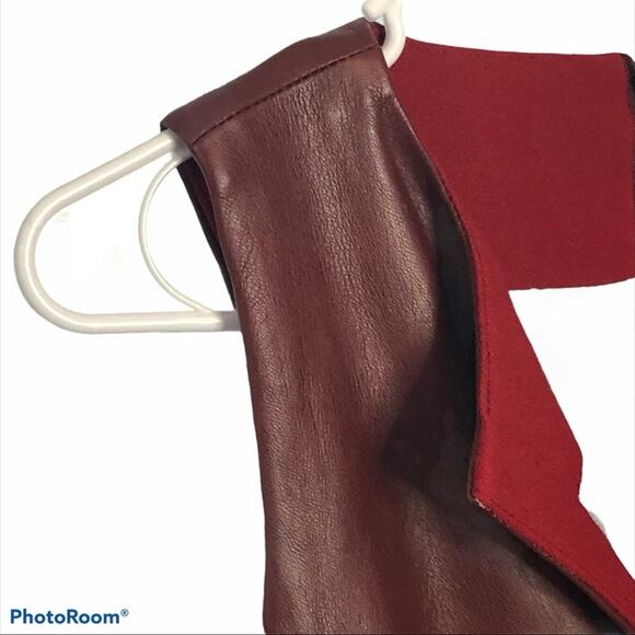 Beckley By Mellissa Mila Oxblood Leather Pleated Mini Dress Sleeveless Luxury - Picture 12 of 14